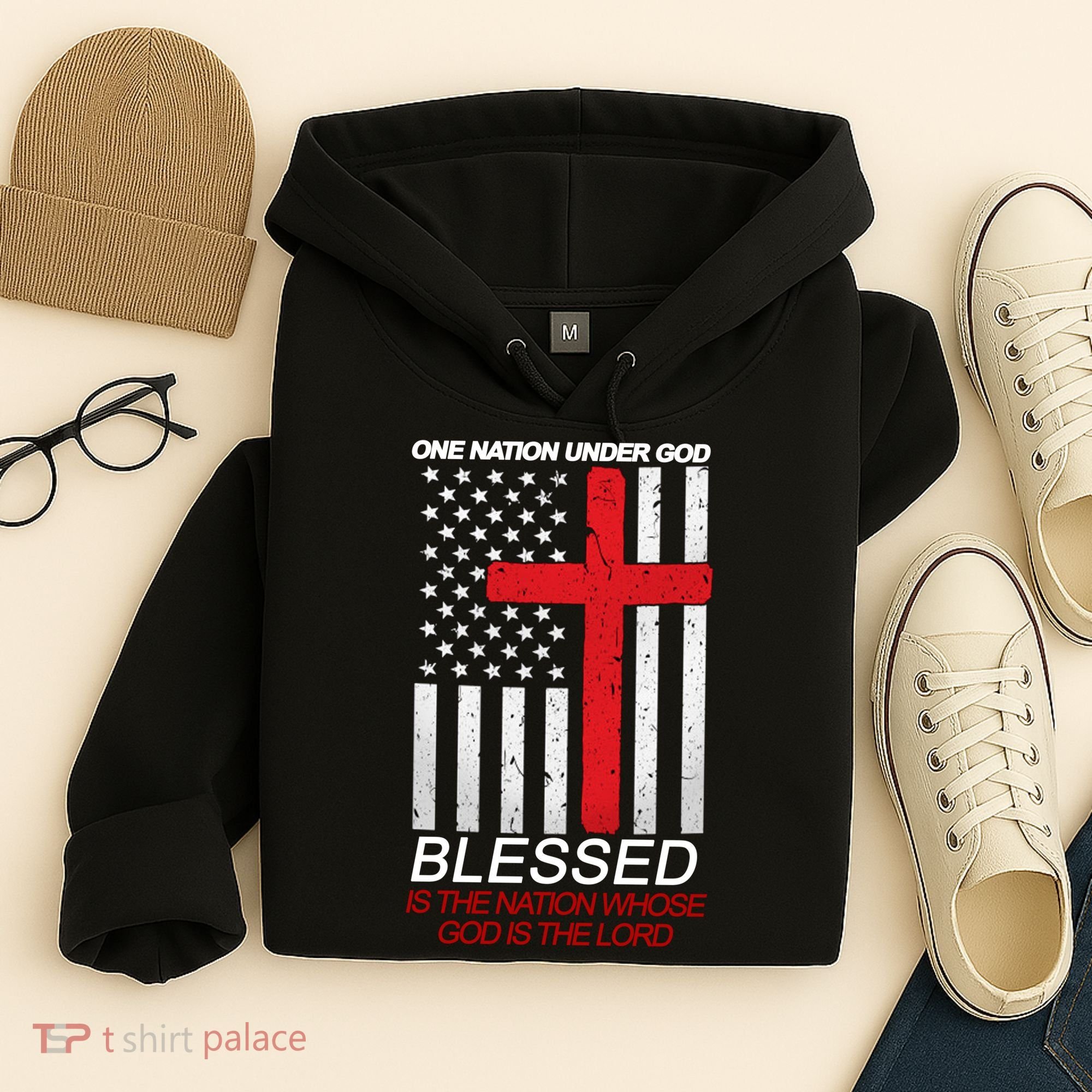 One Nation Under God Blessed Is The Nation Whose God Is The Lord Hoodie