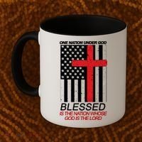 One Nation Under God Blessed Is The Nation Whose God Is The Lord Coffee Mug thumb 2