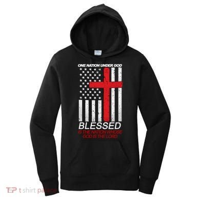 One Nation Under God Blessed Is The Nation Whose God Is The Lord Women's Hoodie