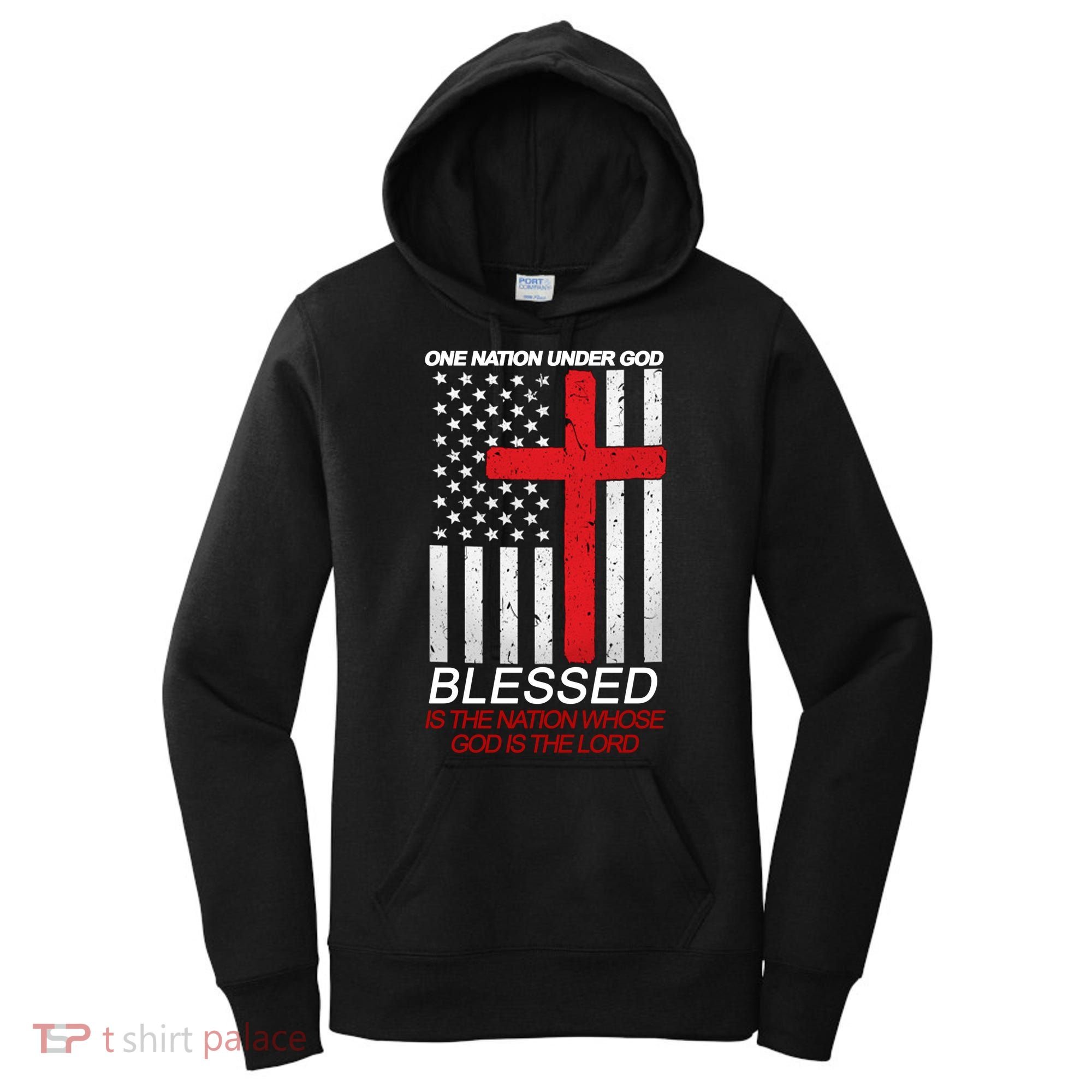 One Nation Under God Blessed Is The Nation Whose God Is The Lord Women's Hoodie