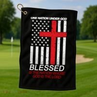 One Nation Under God Blessed Is The Nation Whose God Is The Lord Golf Towel thumb 1