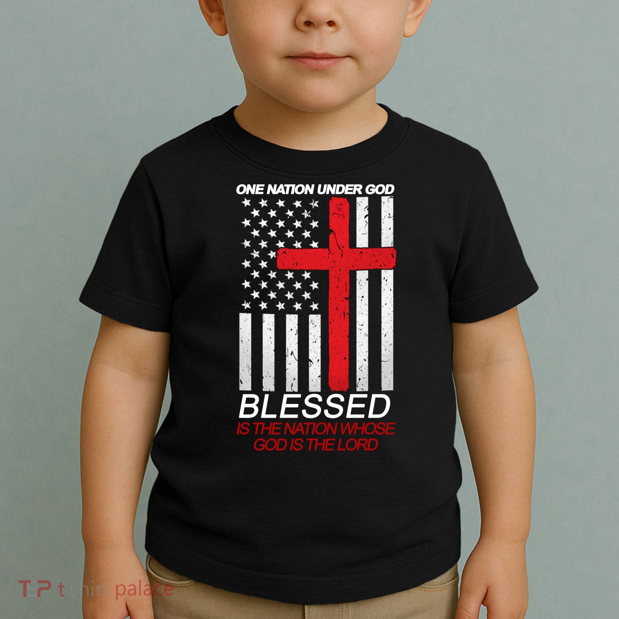 One Nation Under God Blessed Is The Nation Whose God Is The Lord Toddler T-Shirt