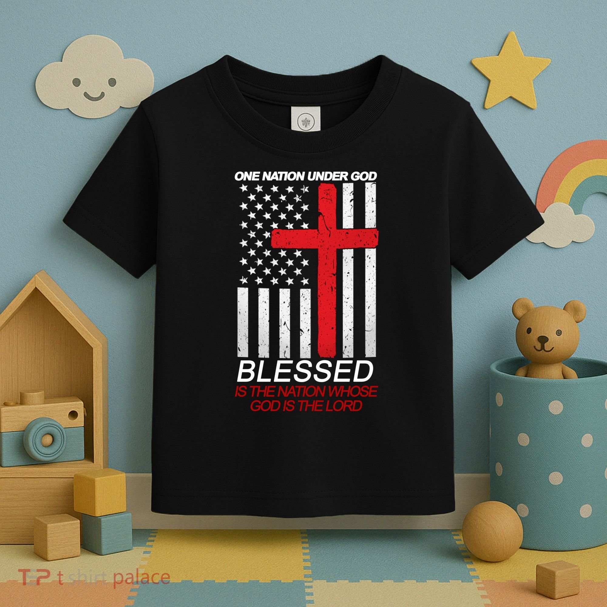 One Nation Under God Blessed Is The Nation Whose God Is The Lord Toddler T-Shirt