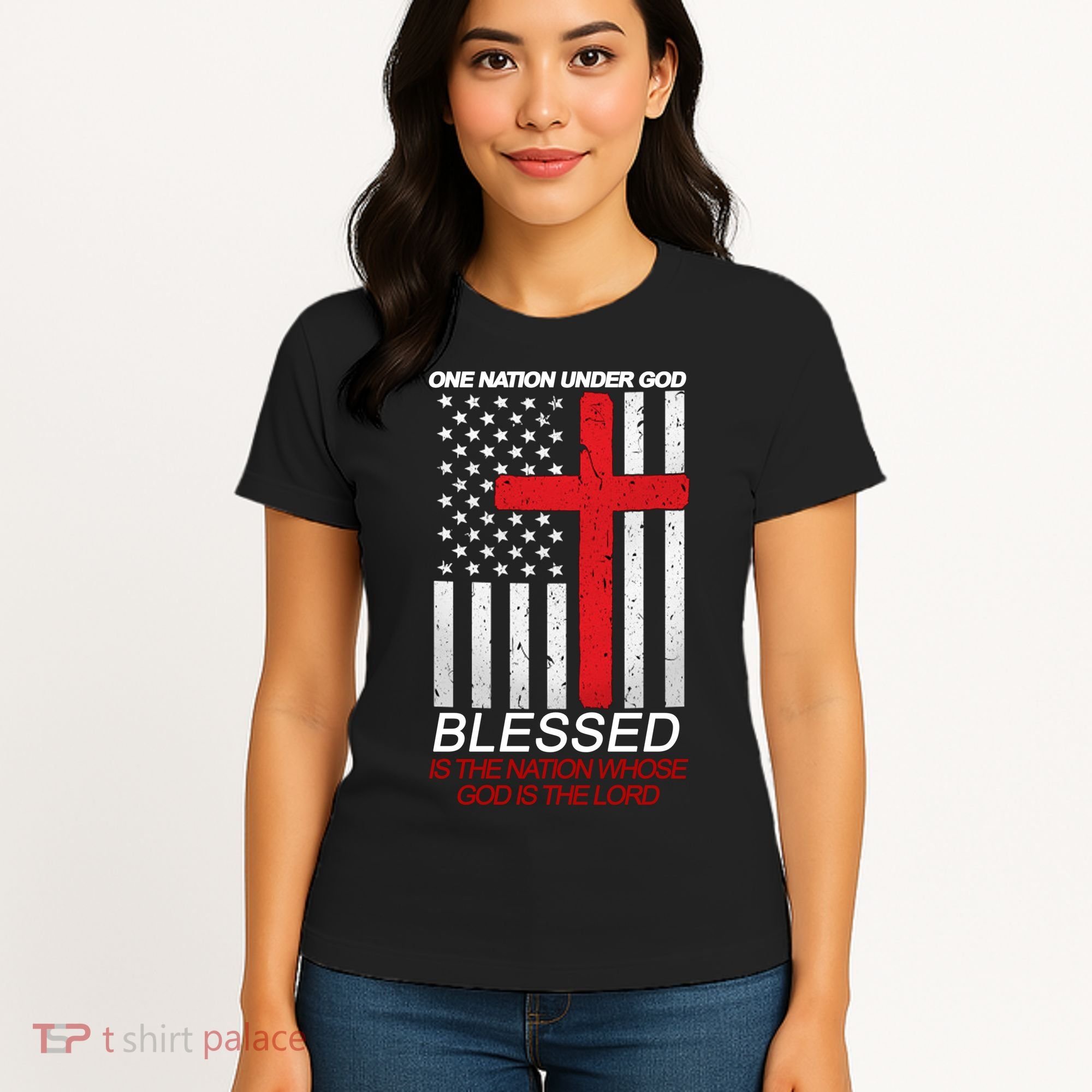 One Nation Under God Blessed Is The Nation Whose God Is The Lord Women's T-Shirt