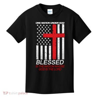 One Nation Under God Blessed Is The Nation Whose God Is The Lord Kids T-Shirt