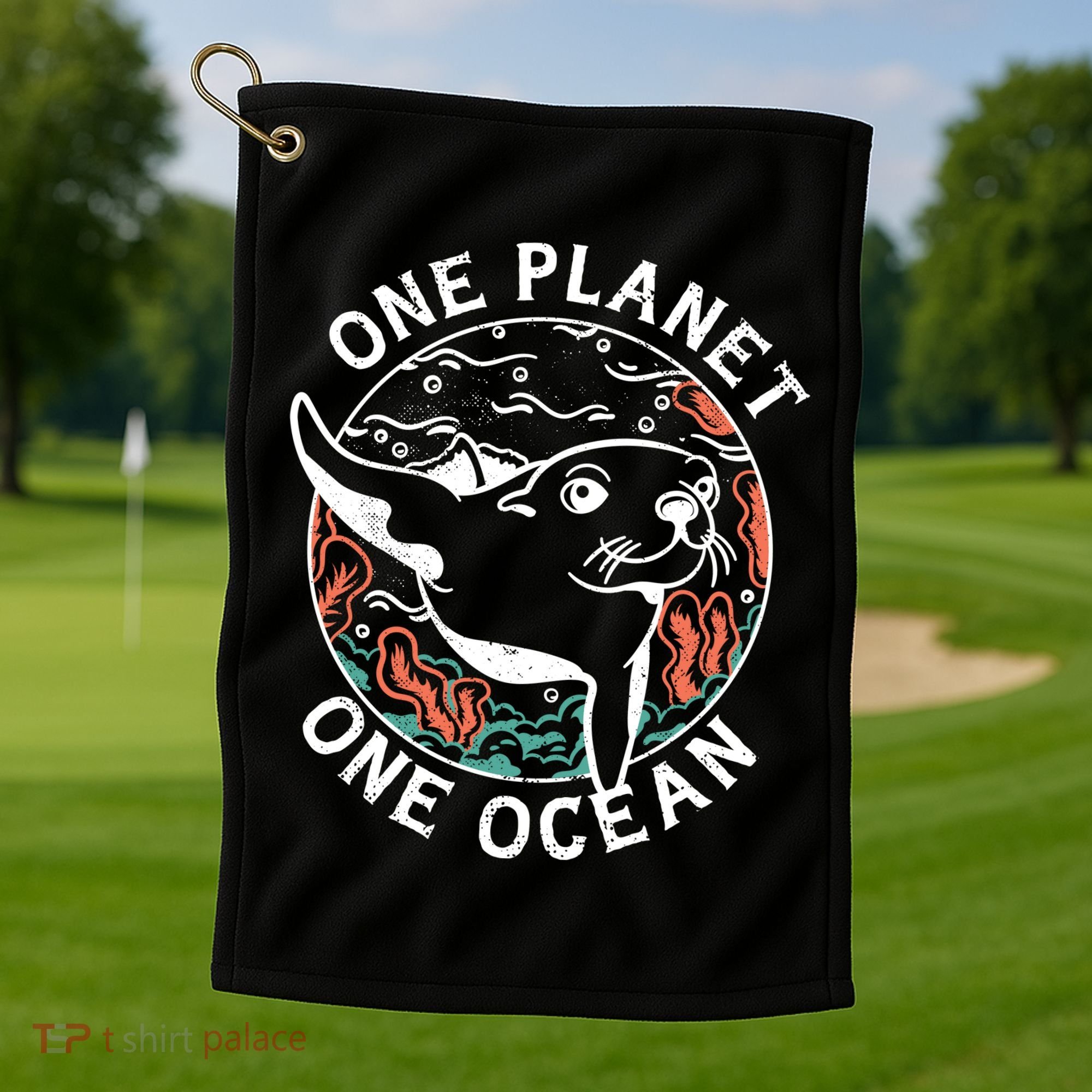 One Planet One Ocean Seal Golf Towel