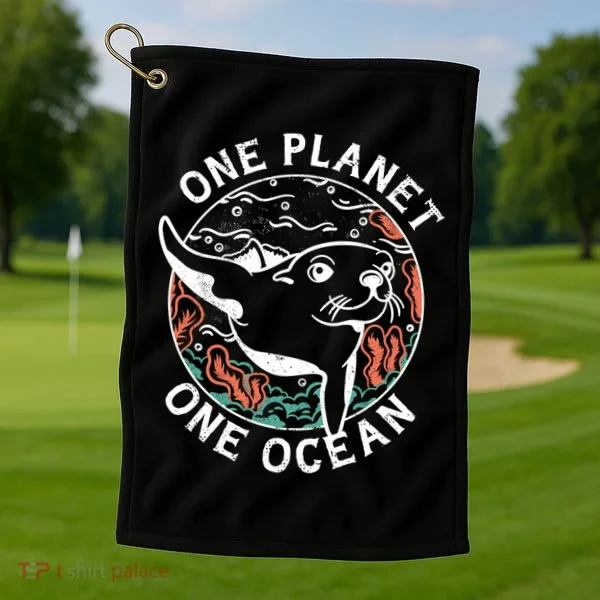 One Planet One Ocean Seal Golf Towel