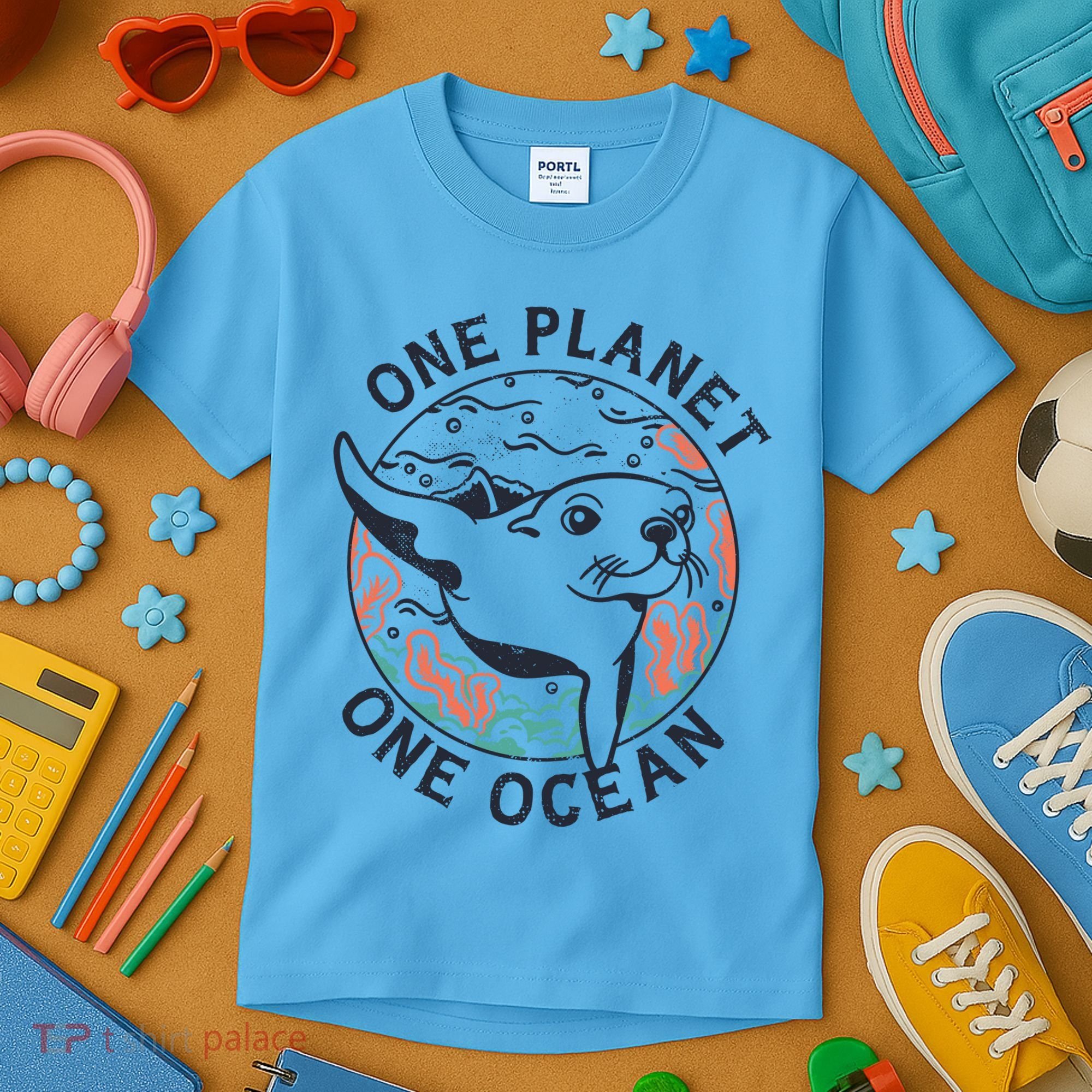 One Planet One Ocean Seal Kids T-Shirt