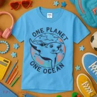 One Planet One Ocean Seal Kids T-Shirt thumb 3