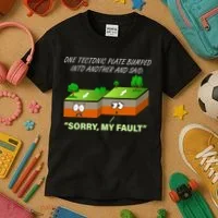 One Tectonic Plate Sorry My Fault Kids T-Shirt thumb 3