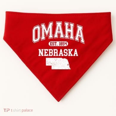 Omaha Nebraska Est 1854 Varsity USA-Made Doggie Bandana