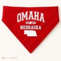 Omaha Nebraska Est 1854 Varsity USA-Made Doggie Bandana thumb 0