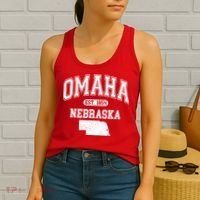 Omaha Nebraska Est 1854 Varsity Women's Tank Top thumb 2