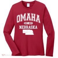 Omaha Nebraska Est 1854 Varsity Women's Long Sleeve Shirt thumb 0