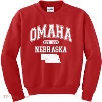 Omaha Nebraska Est 1854 Varsity Kids Sweatshirt thumb 0