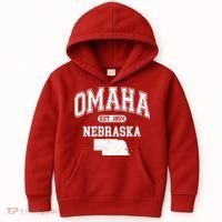 Omaha Nebraska Est 1854 Varsity Kids Hoodie thumb 0