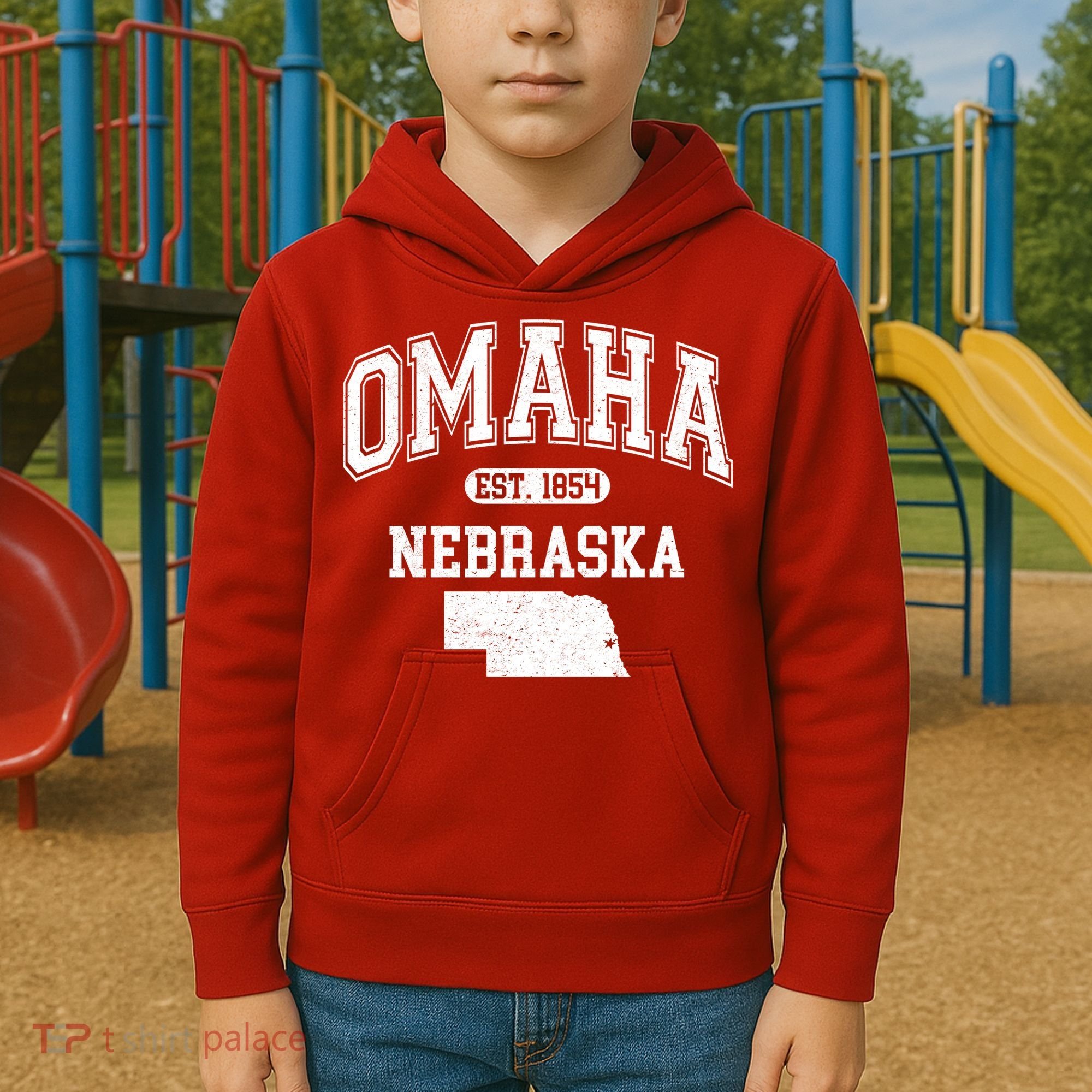 Omaha Nebraska Est 1854 Varsity Kids Hoodie