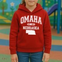 Omaha Nebraska Est 1854 Varsity Kids Hoodie thumb 3