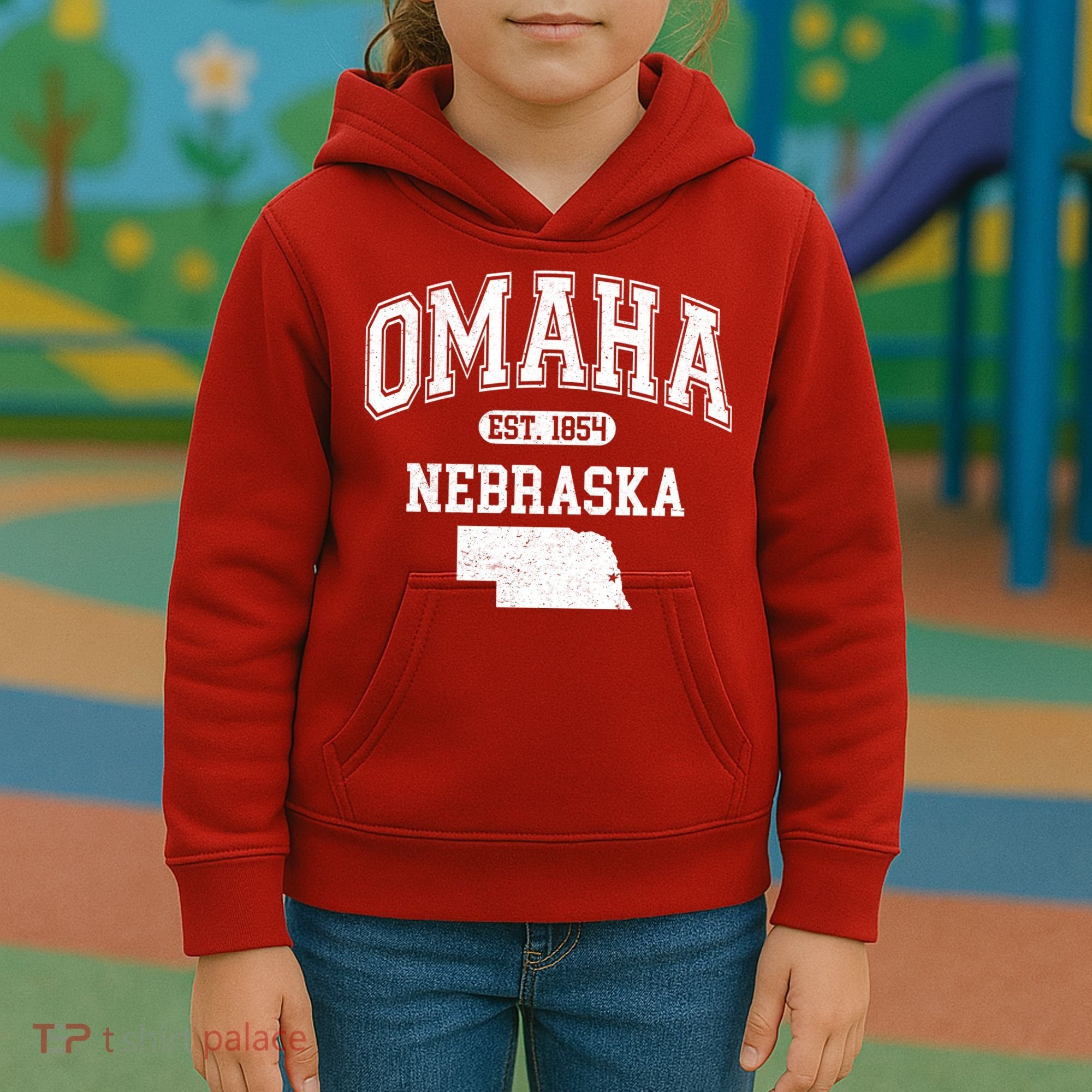 Omaha Nebraska Est 1854 Varsity Kids Hoodie