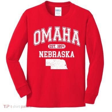 Omaha Nebraska Est 1854 Varsity Kids Long Sleeve Shirt