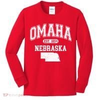 Omaha Nebraska Est 1854 Varsity Kids Long Sleeve Shirt thumb 0