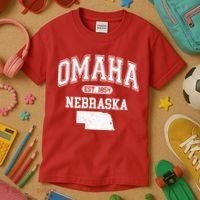 Omaha Nebraska Est 1854 Varsity Kids T-Shirt thumb 3