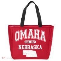 Omaha Nebraska Est 1854 Varsity Tote Bag thumb 0