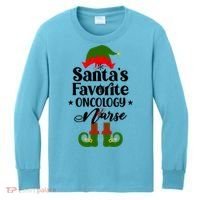 Oncology Nurse Funny Elf Christmas Santas Favorite Onc Rn Meaningful Gift Kids Long Sleeve Shirt thumb 0