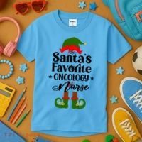 Oncology Nurse Funny Elf Christmas Santas Favorite Onc Rn Meaningful Gift Kids T-Shirt thumb 3