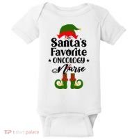 Oncology Nurse Funny Elf Christmas Santas Favorite Onc Rn Meaningful Gift Baby Bodysuit thumb 0