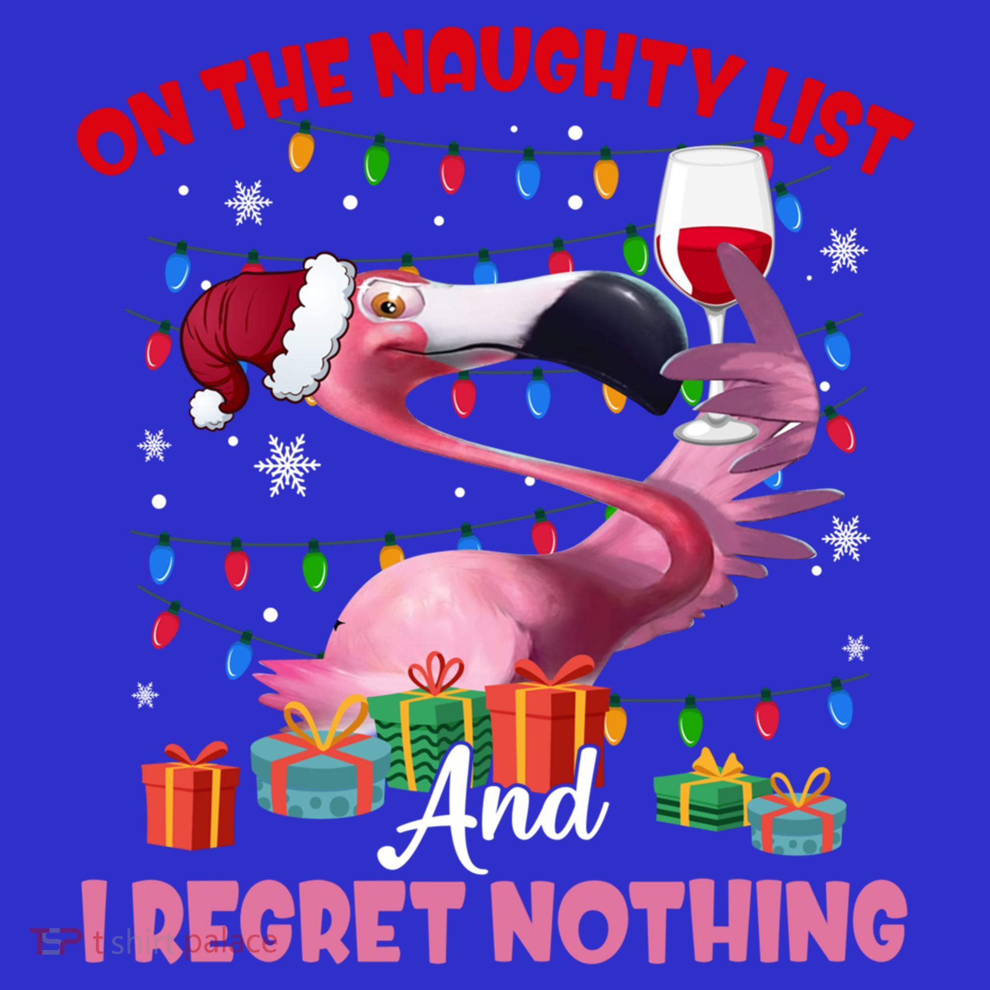 On Naughty List And I Regret Nothing Flamingo Christmas Great Gift Women's Tank Top