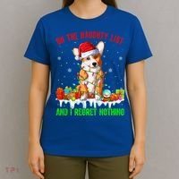 On Naughty List And I Regret Nothing Xmas Corgi Dog Cute Gift T-Shirt thumb 4