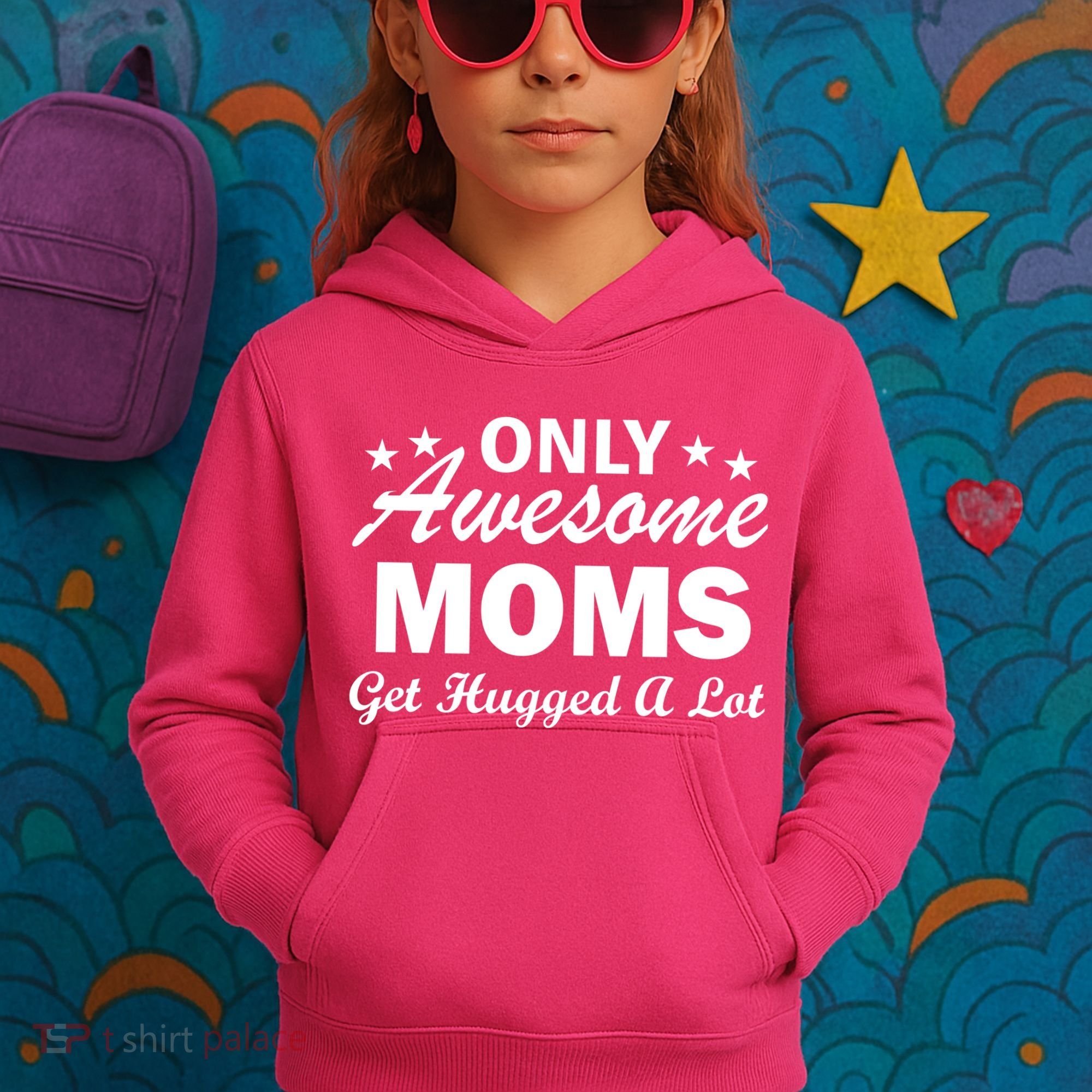 Only Awesome Moms Get Hugged A Lot Kids Hoodie