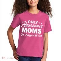 Only Awesome Moms Get Hugged A Lot Kids T-Shirt thumb 2