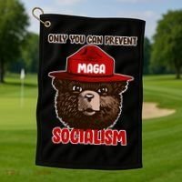 Only Can You Prevent Maga Socialism Golf Towel thumb 1