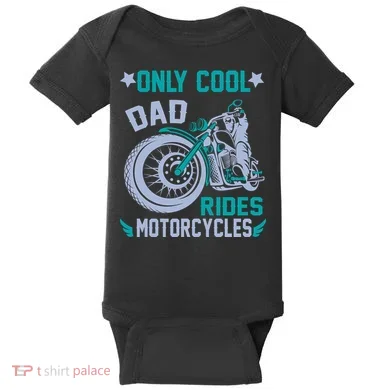 Only Cool Dad Rides Motorcycles Baby Bodysuit