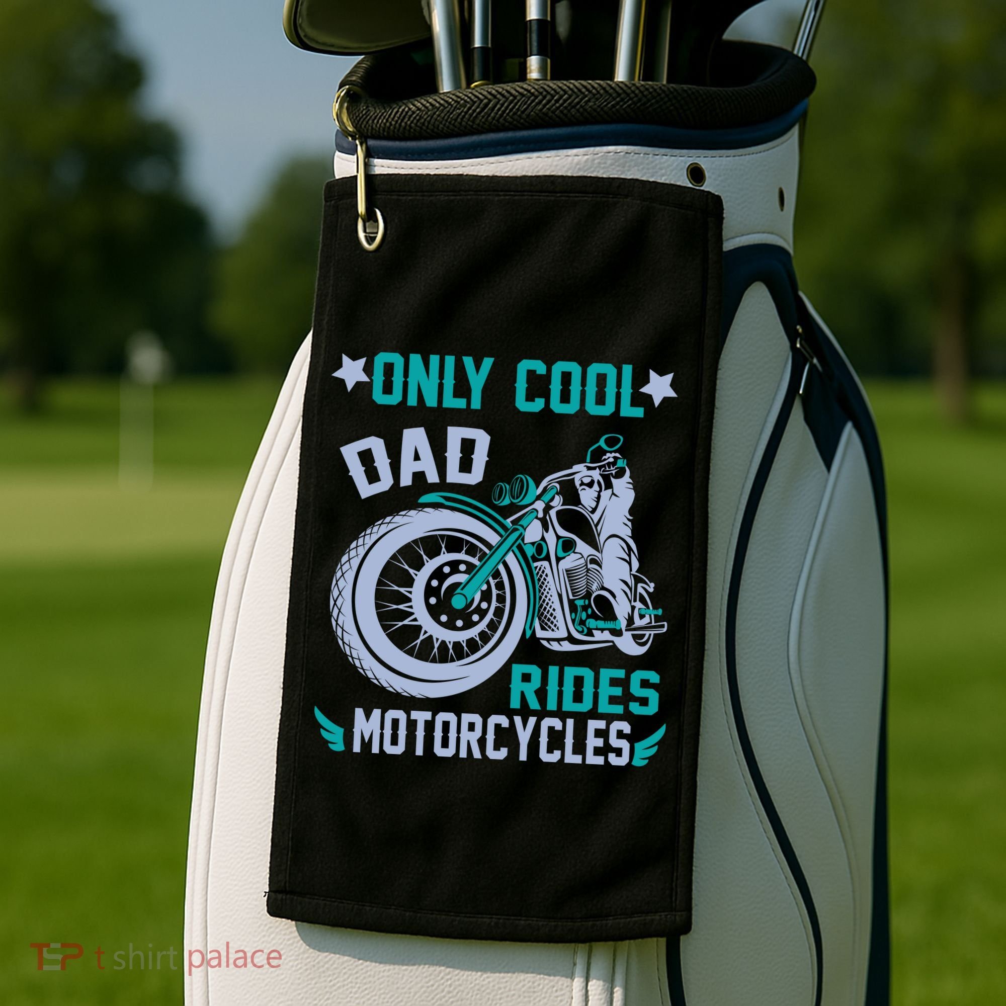 Only Cool Dad Rides Motorcycles Golf Towel