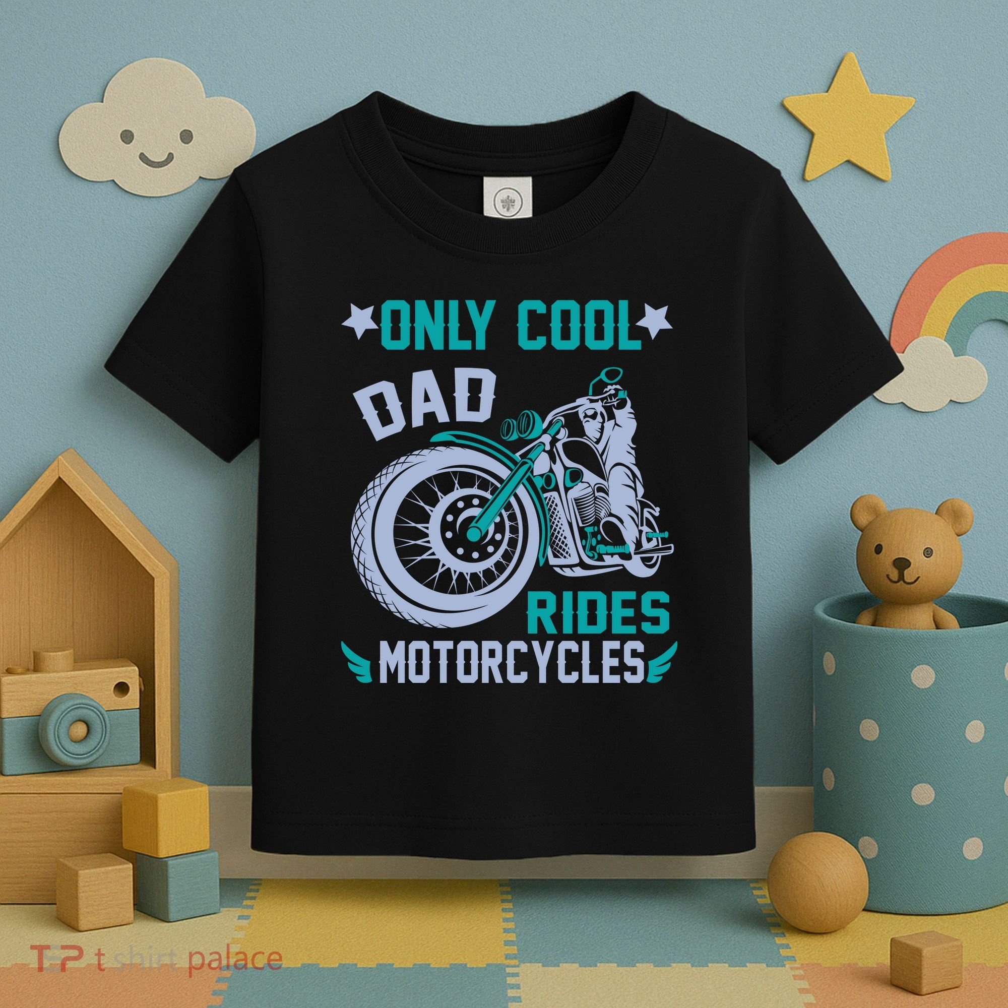 Only Cool Dad Rides Motorcycles Toddler T-Shirt