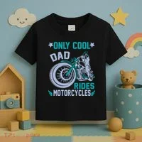 Only Cool Dad Rides Motorcycles Toddler T-Shirt thumb 3