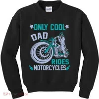 Only Cool Dad Rides Motorcycles Kids Sweatshirt thumb 0