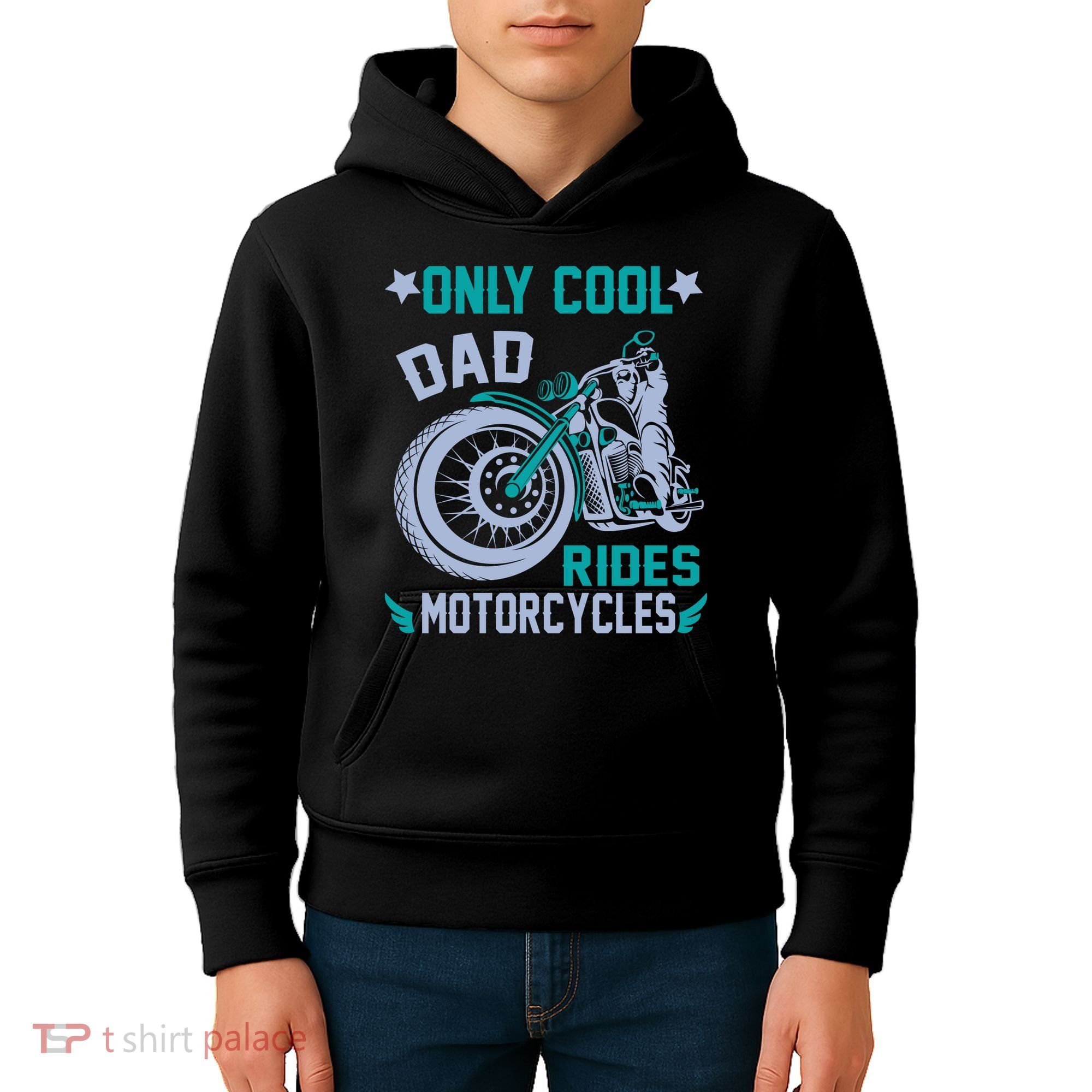 Only Cool Dad Rides Motorcycles Kids Hoodie