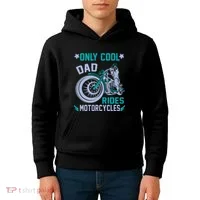 Only Cool Dad Rides Motorcycles Kids Hoodie thumb 4