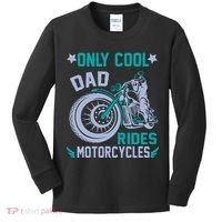 Only Cool Dad Rides Motorcycles Kids Long Sleeve Shirt thumb 0