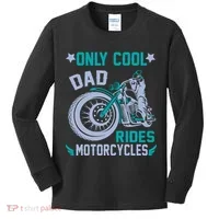 Only Cool Dad Rides Motorcycles Kids Long Sleeve Shirt thumb 0