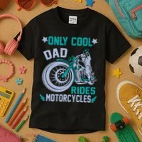Only Cool Dad Rides Motorcycles Kids T-Shirt thumb 3