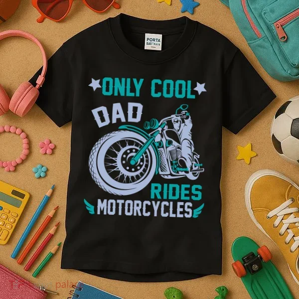 Only Cool Dad Rides Motorcycles Kids T-Shirt