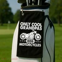 Only Cool Grandpas Ride Motorcycles Golf Towel thumb 2