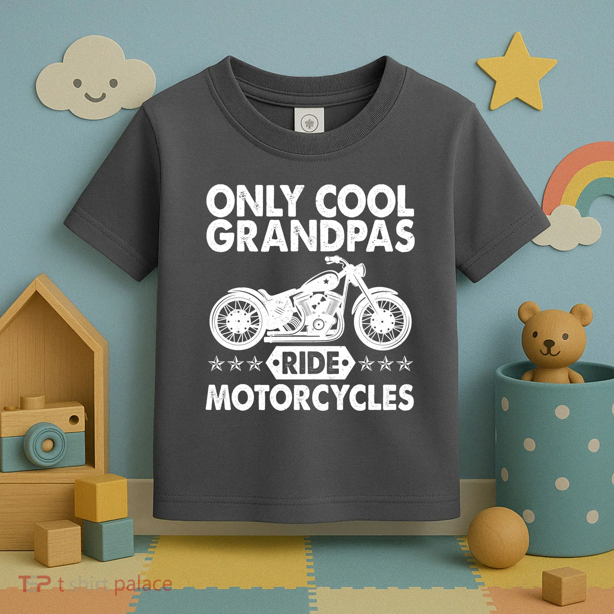 Only Cool Grandpas Ride Motorcycles Toddler T-Shirt