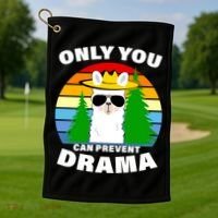 Only You Can Prevent Drama Llama Golf Towel thumb 1
