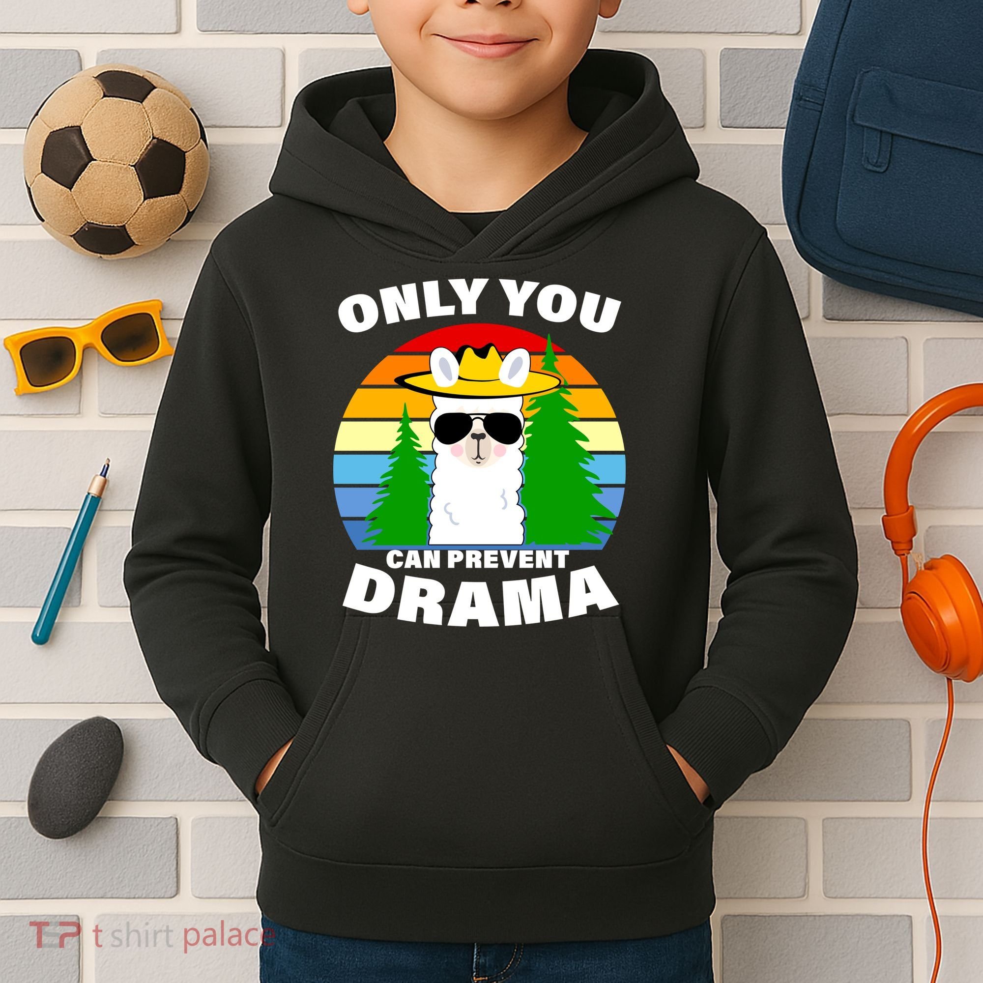 Only You Can Prevent Drama Llama Kids Hoodie